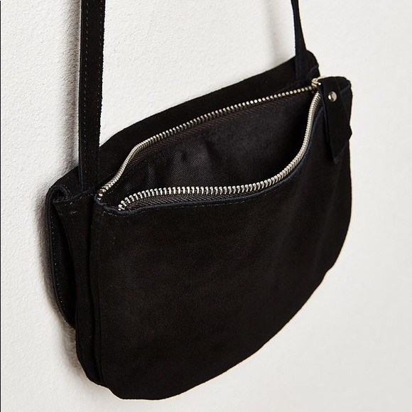 Urban Outfitters double pouch black suede cross body bag / purse - Picture 6 of 16